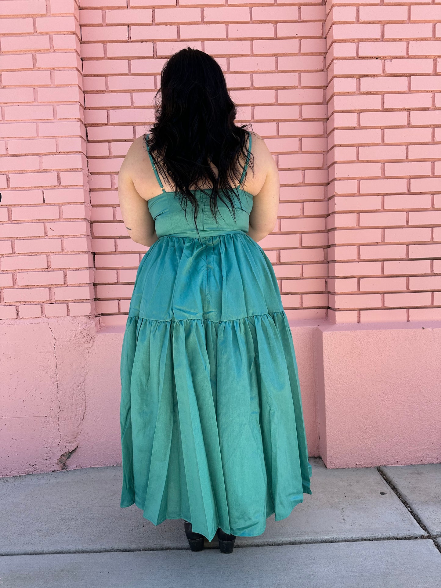 Hutch Teal Belted Layered Dress