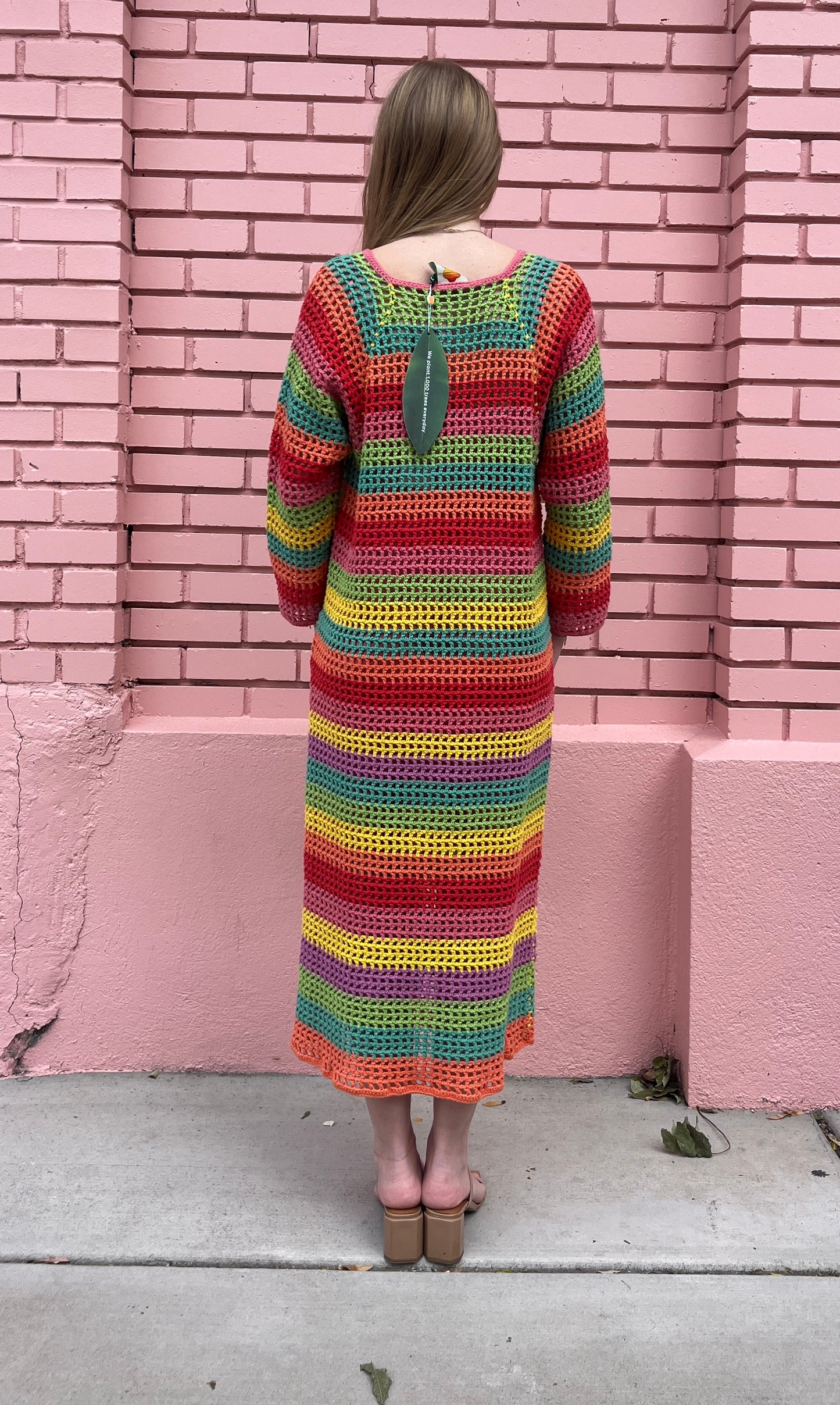 Farm Rio Rainbow Crochet Dress