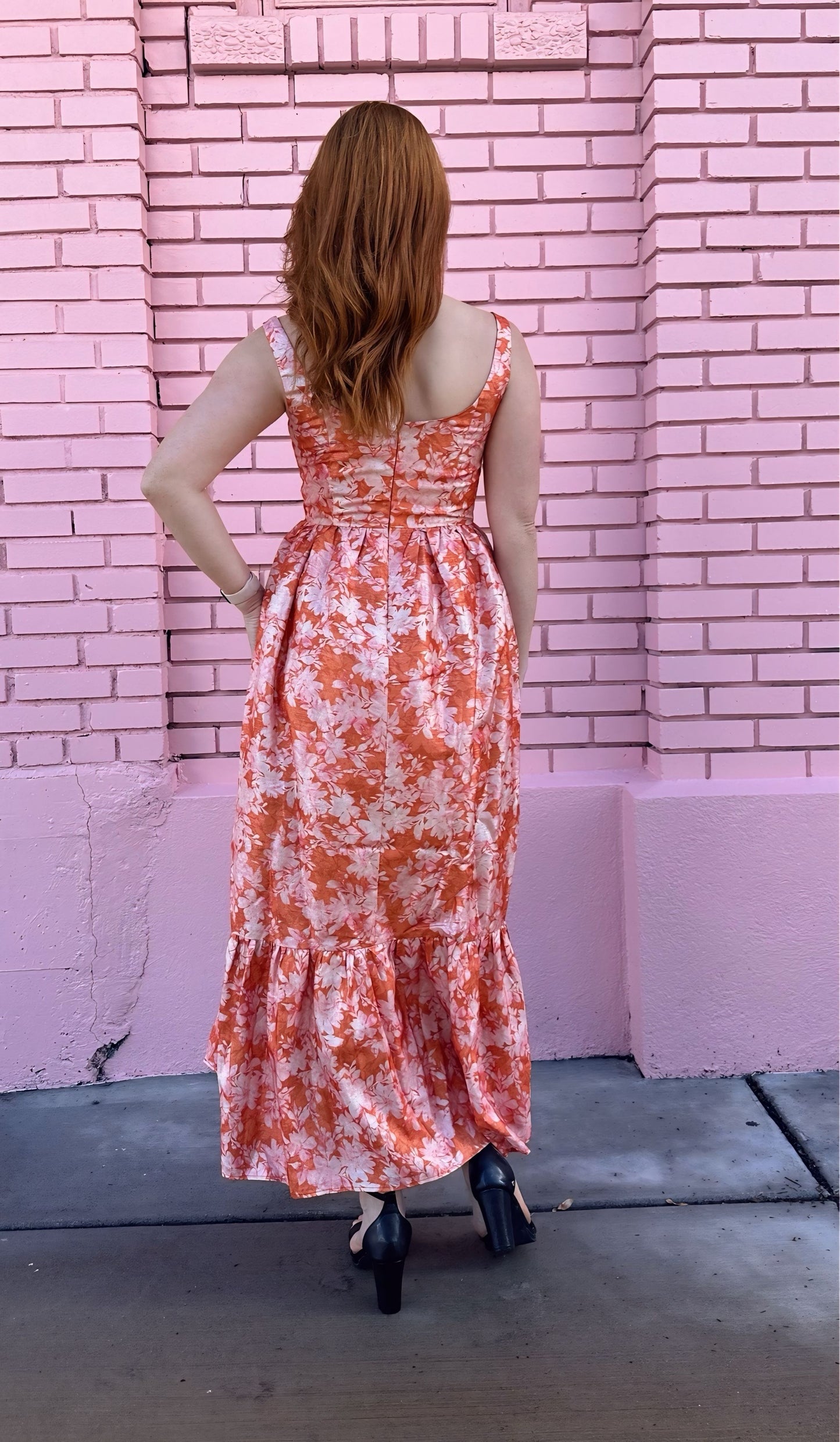 Hutch Orange Pink Metallic Dress