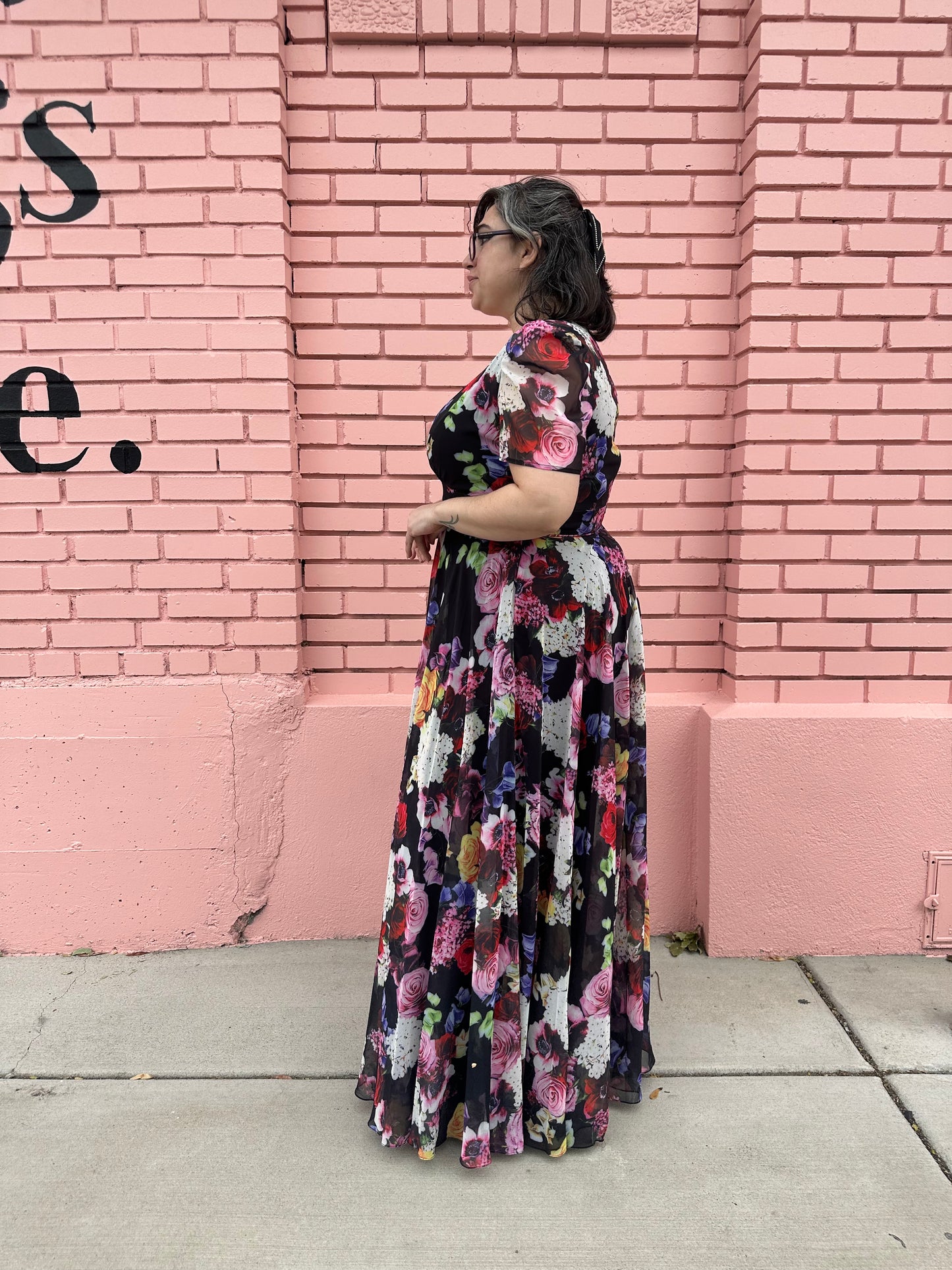 Mac Duggal Multicolor Floral Chiffon Dress