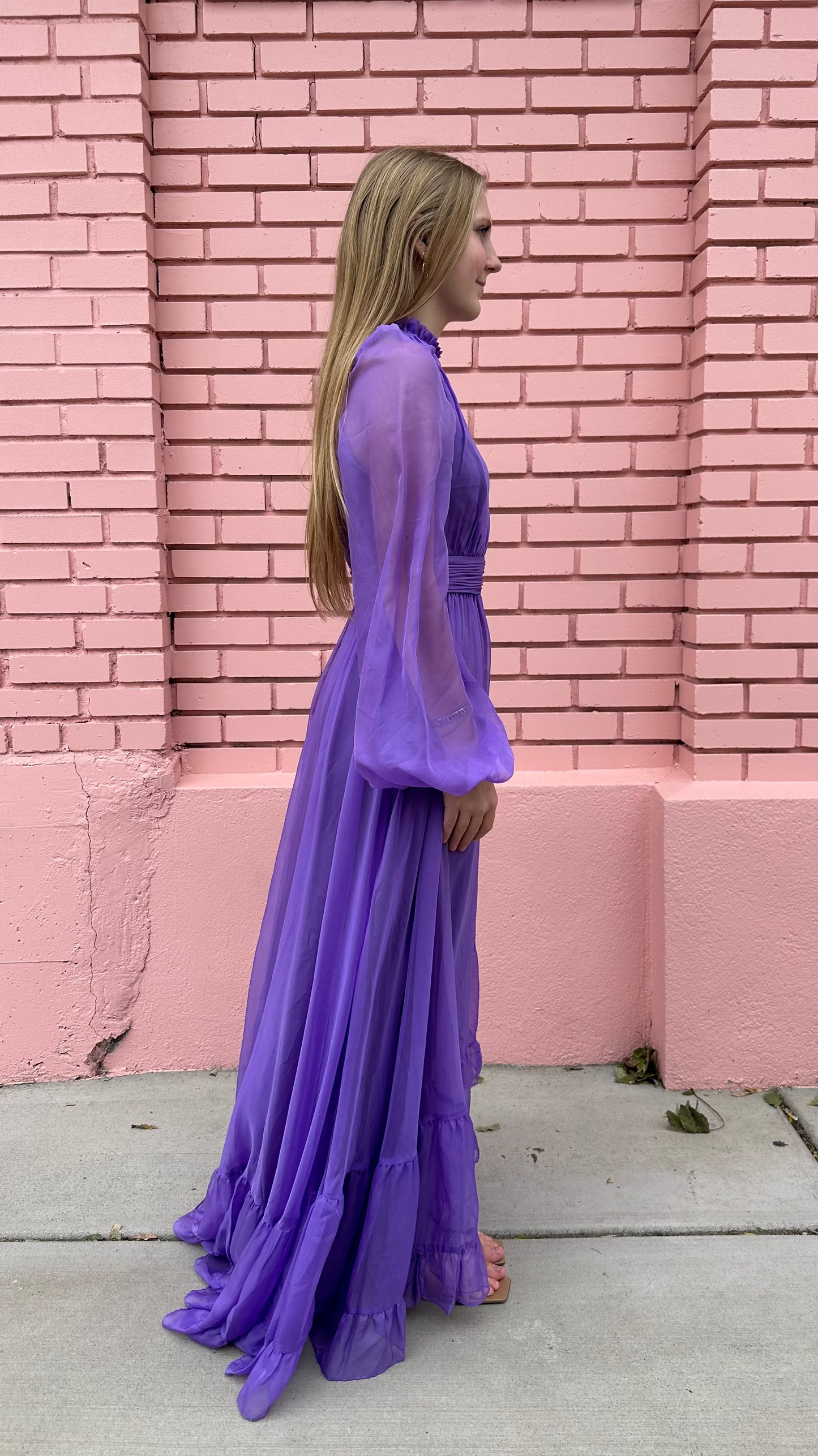 Mac Duggal Purple Chiffon Maxi Dress