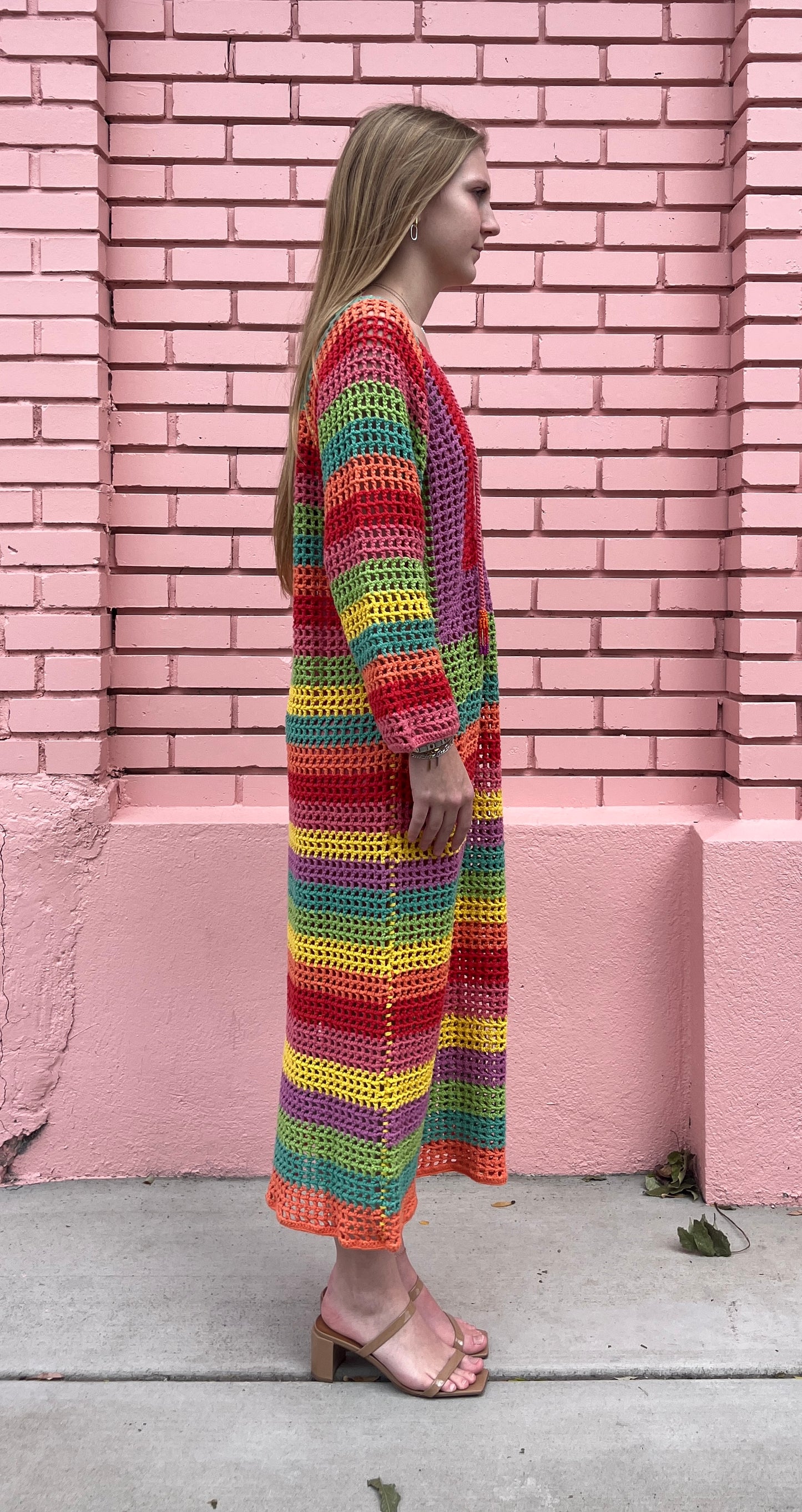 Farm Rio Rainbow Crochet Dress