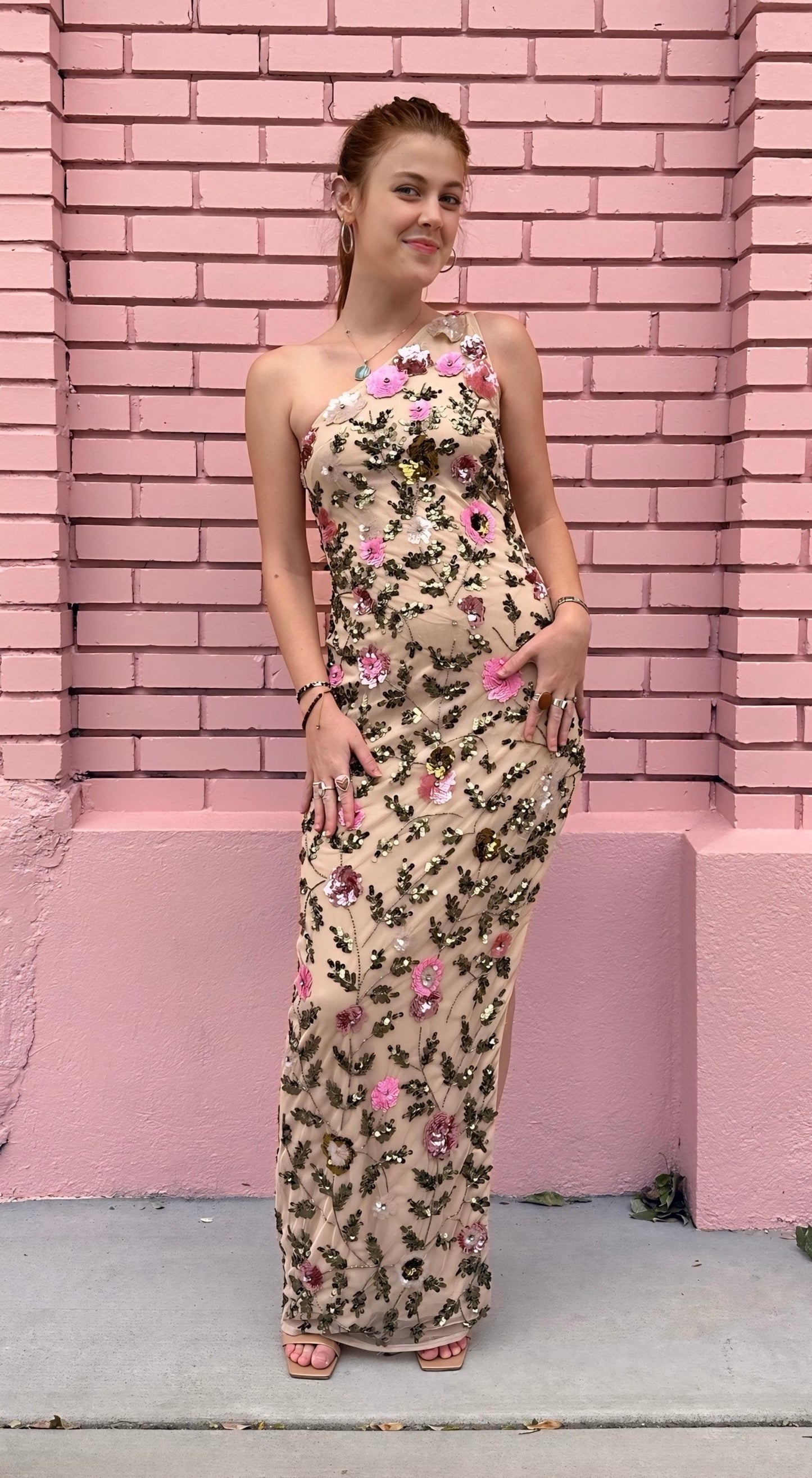 Mac Duggal Embroidered Flower Evening Gown