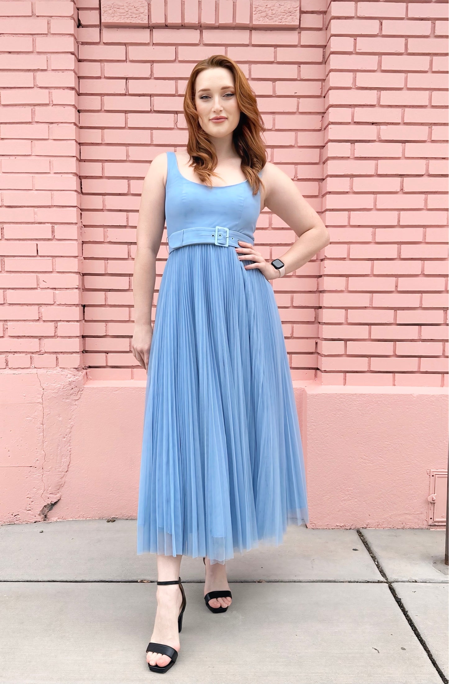 Hutch Blue Layered Belted Dress