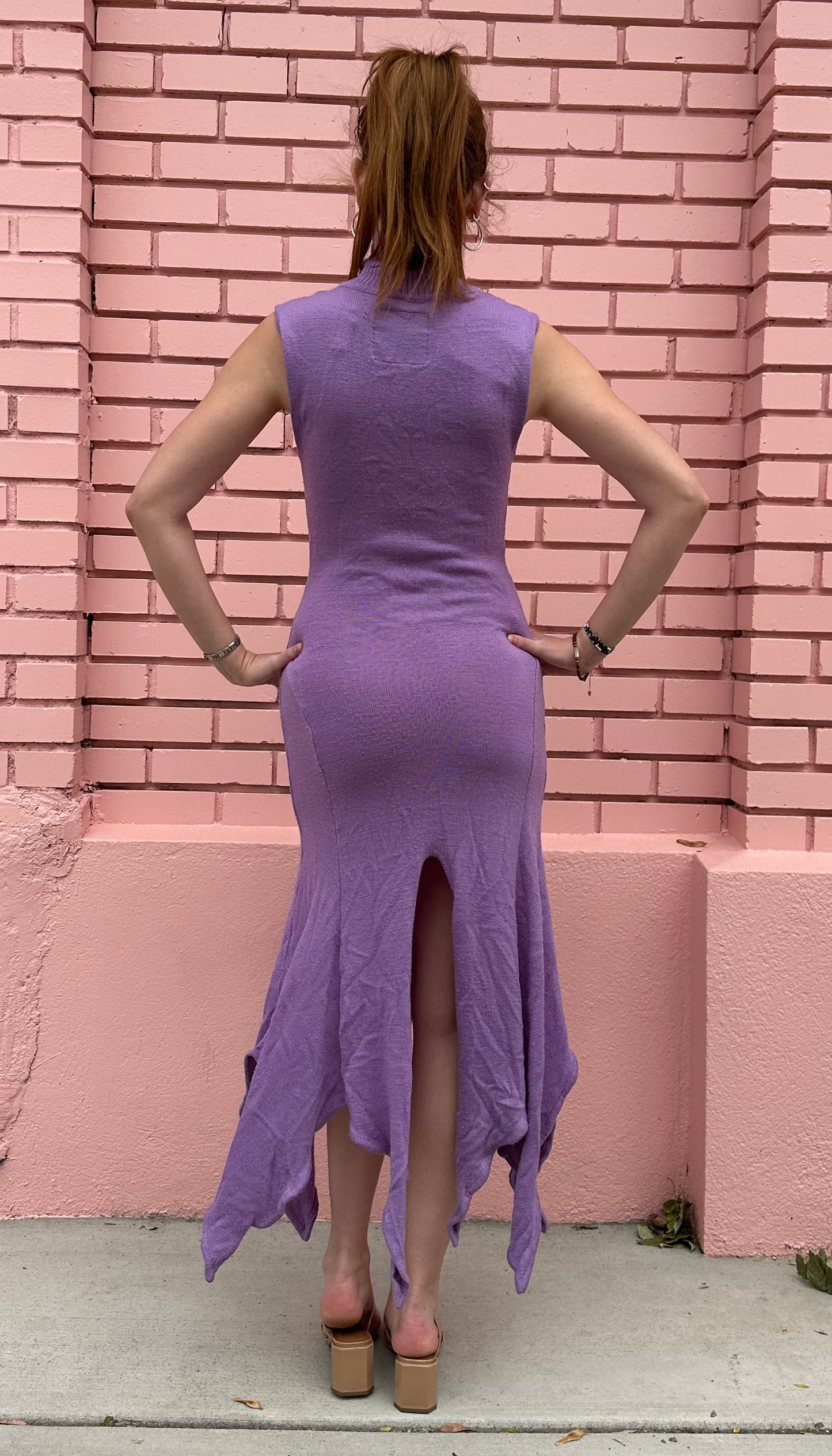 Thebe Lilac Knit Keyhole Dress