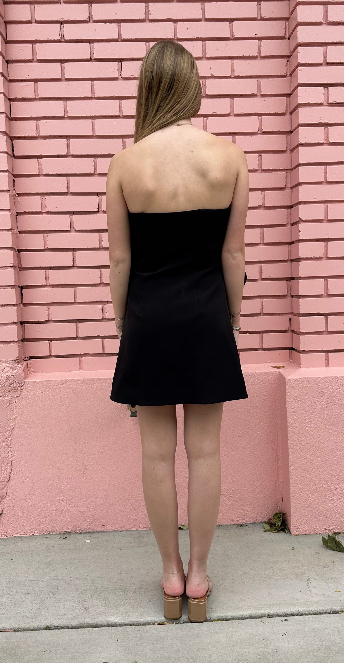 AMUR Black Flower Mini Dress