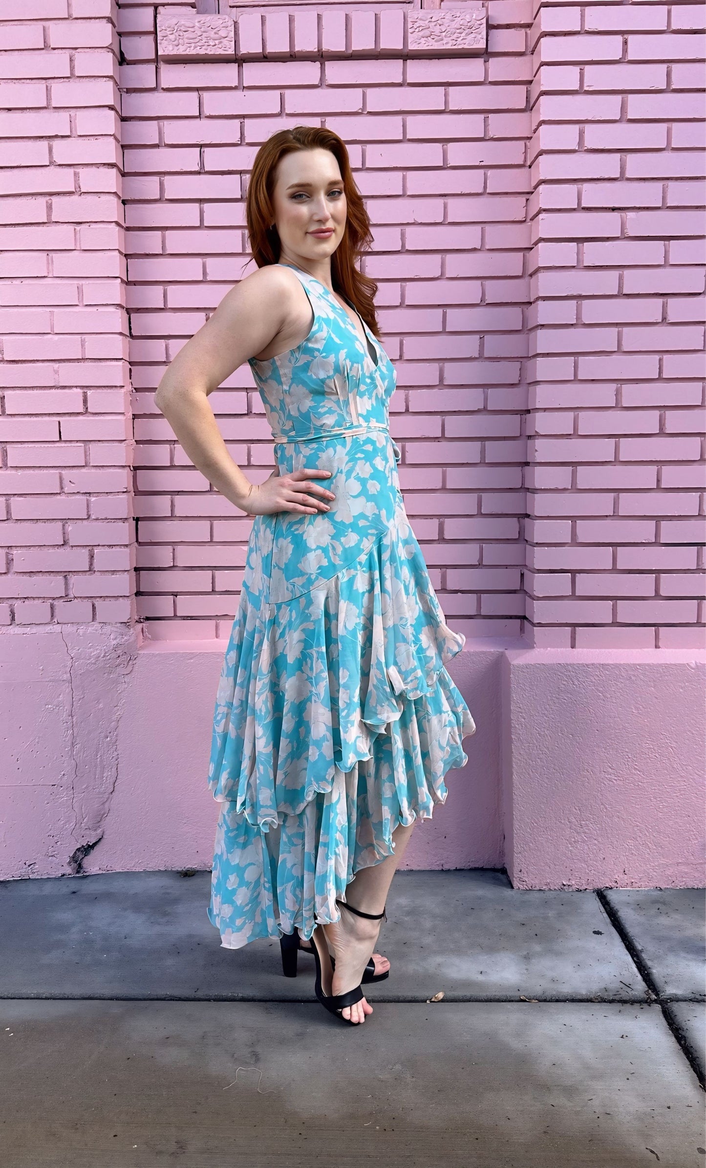 Hutch Layered Wrap Dress Blue Teal