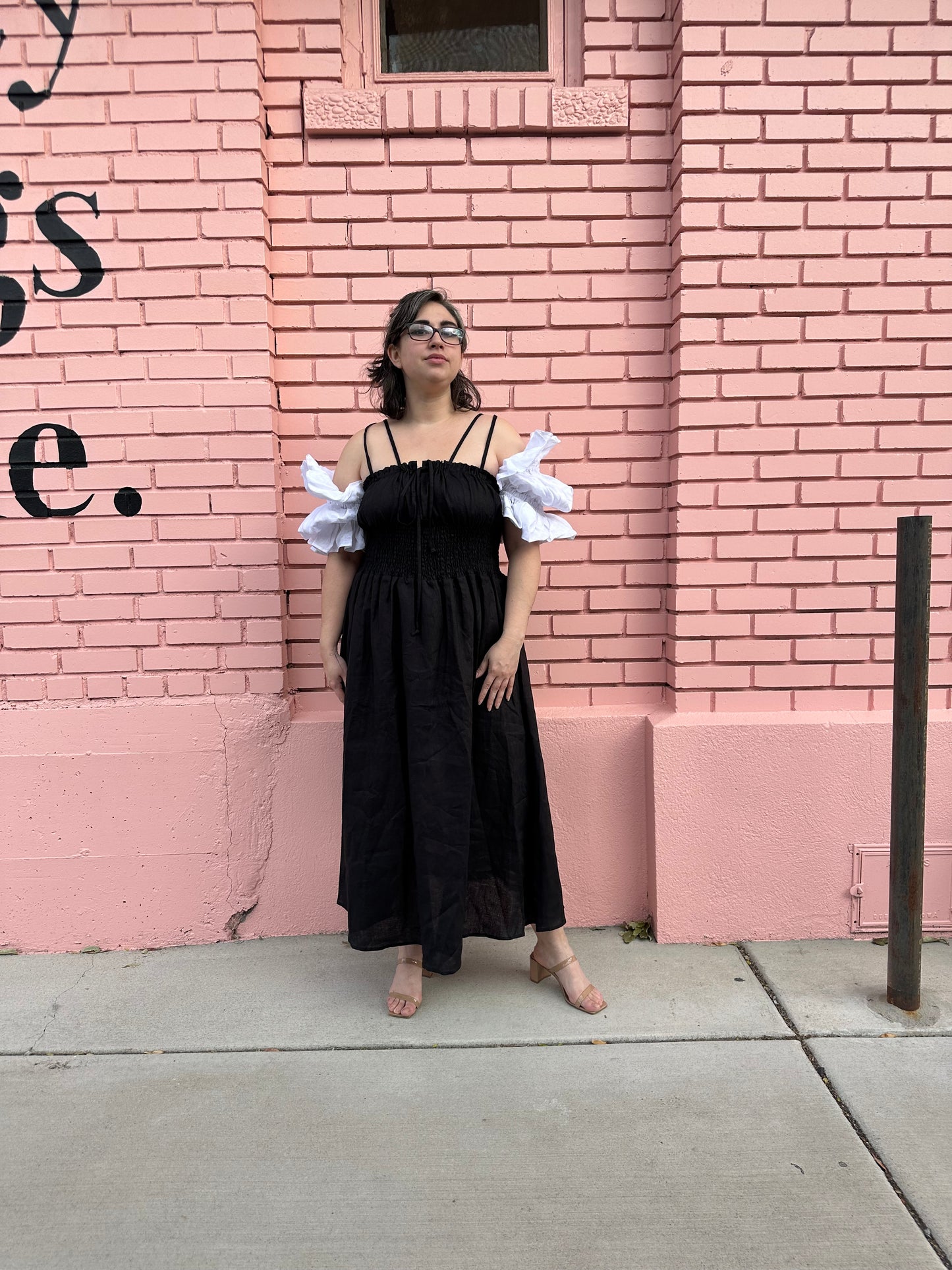 Sleeper Black and White Puffy Sleeve Dress