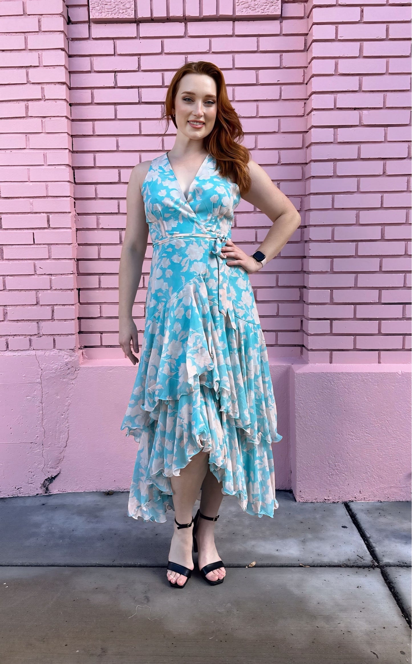 Hutch Layered Wrap Dress Blue Teal