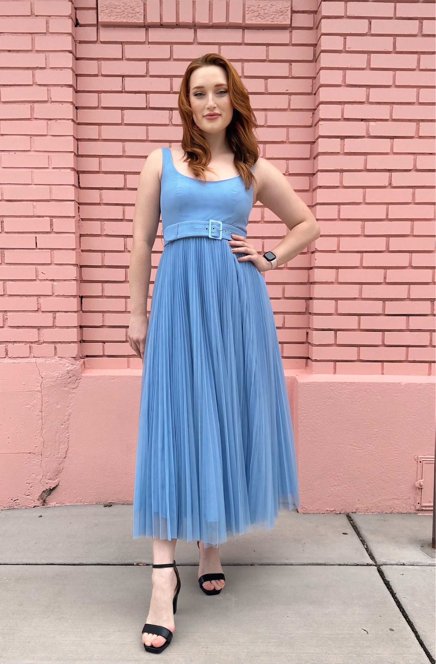 Hutch Blue Layered Belted Dress
