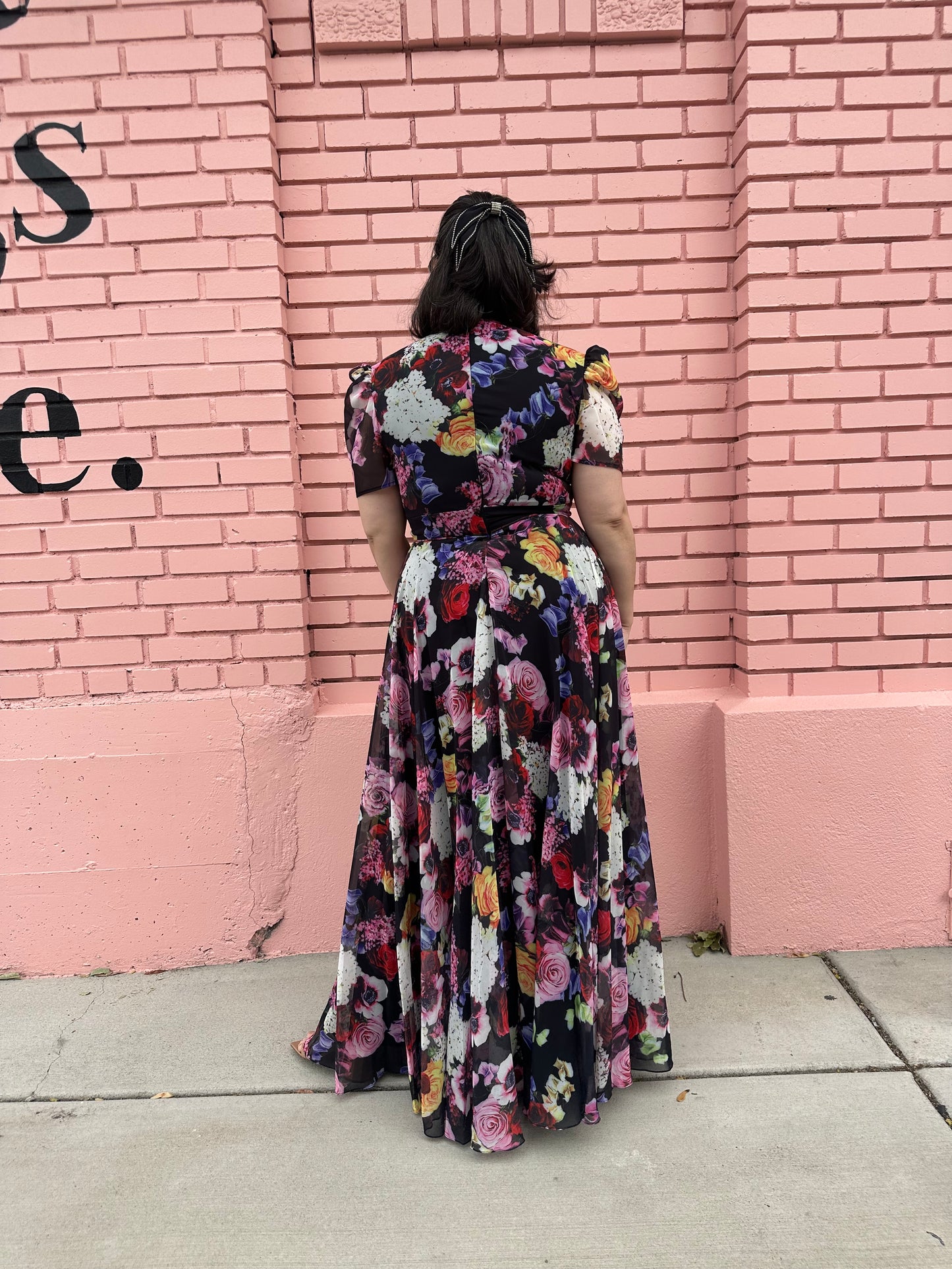 Mac Duggal Multicolor Floral Chiffon Dress