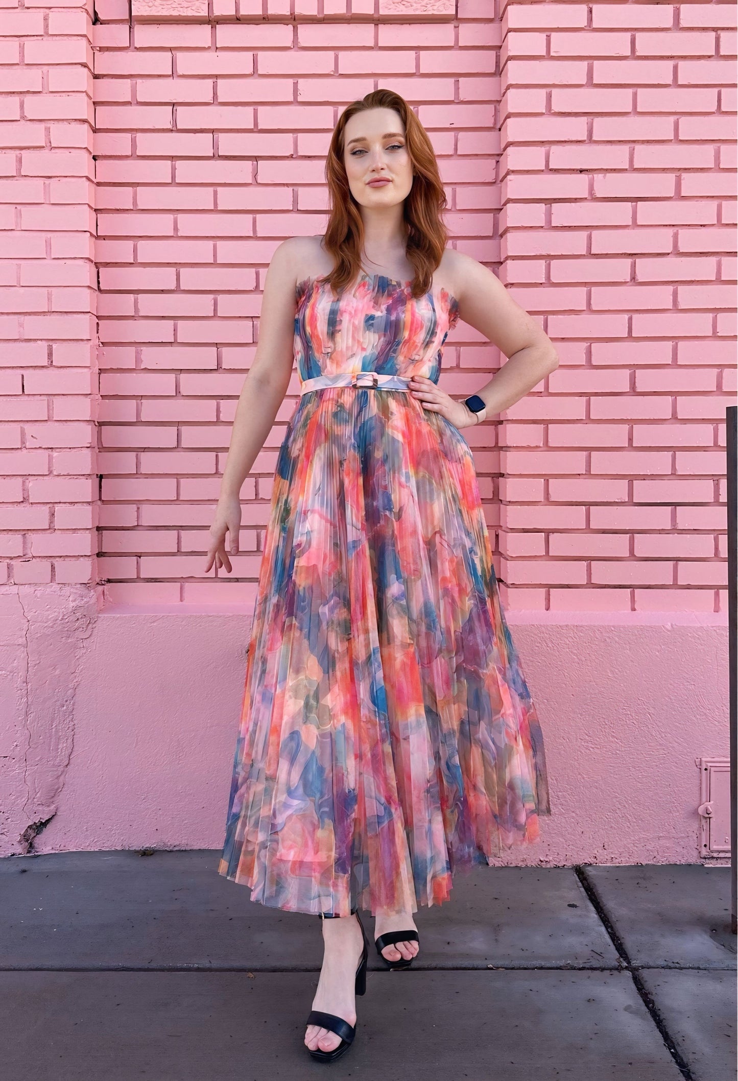 Hutch Multicolor Layered Belted Dress