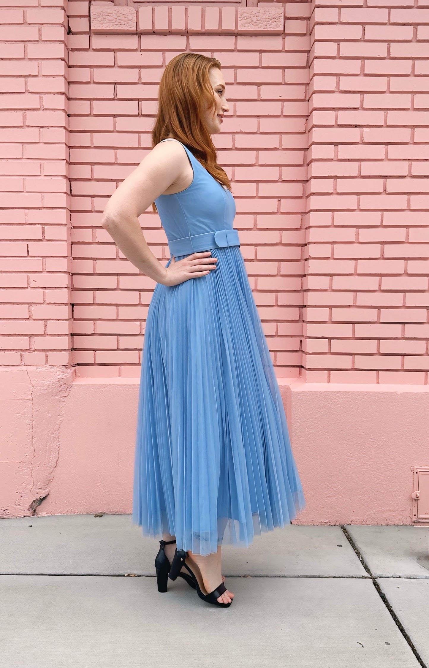 Hutch Blue Layered Belted Dress