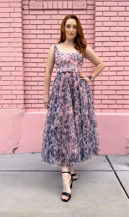 Hutch Blue Pink Belted Dress