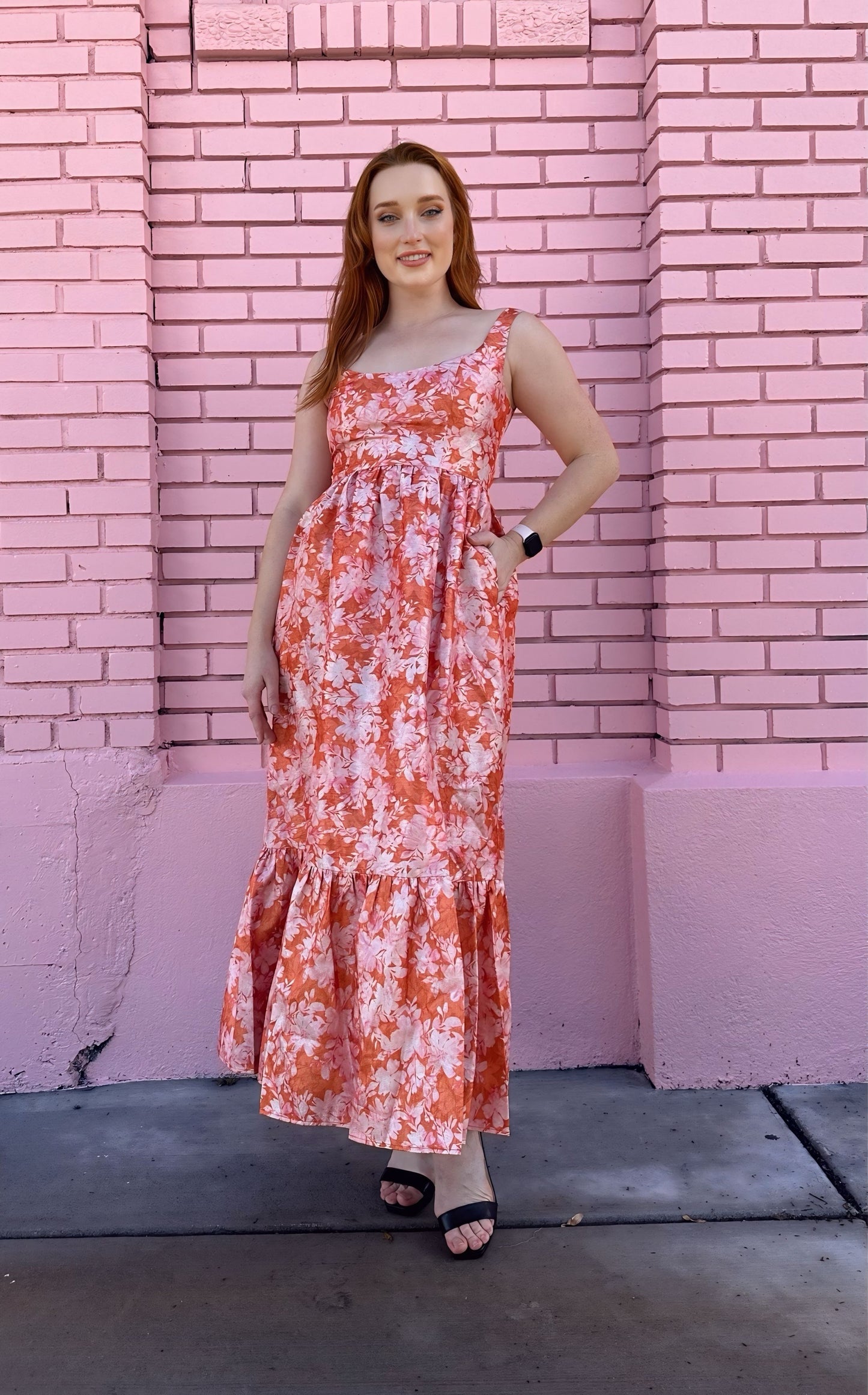 Hutch Orange Pink Metallic Dress
