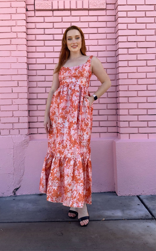 Hutch Orange Pink Metallic Dress