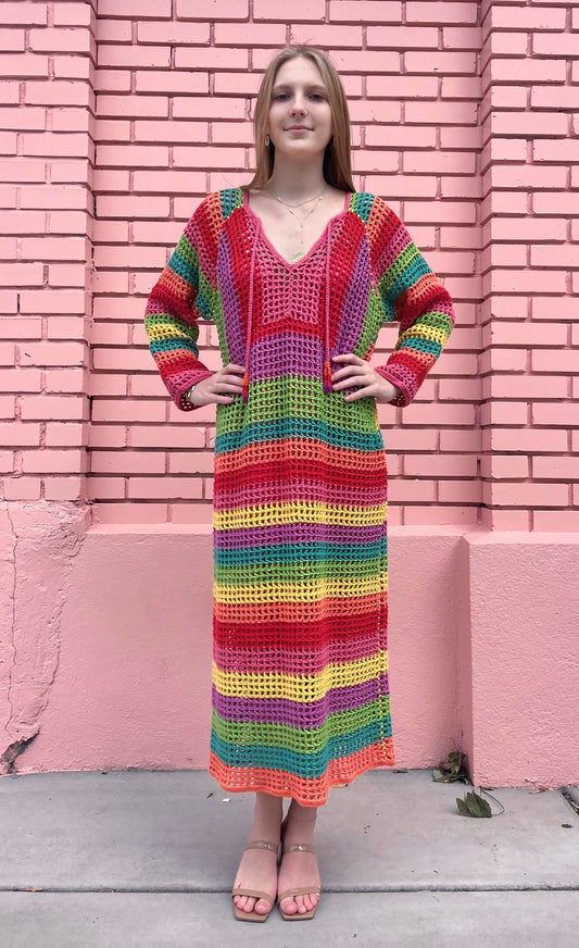 Farm Rio Rainbow Crochet Dress