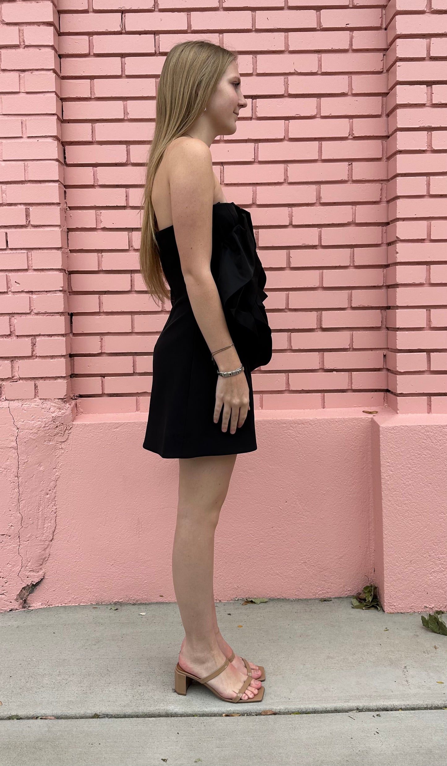 AMUR Black Flower Mini Dress
