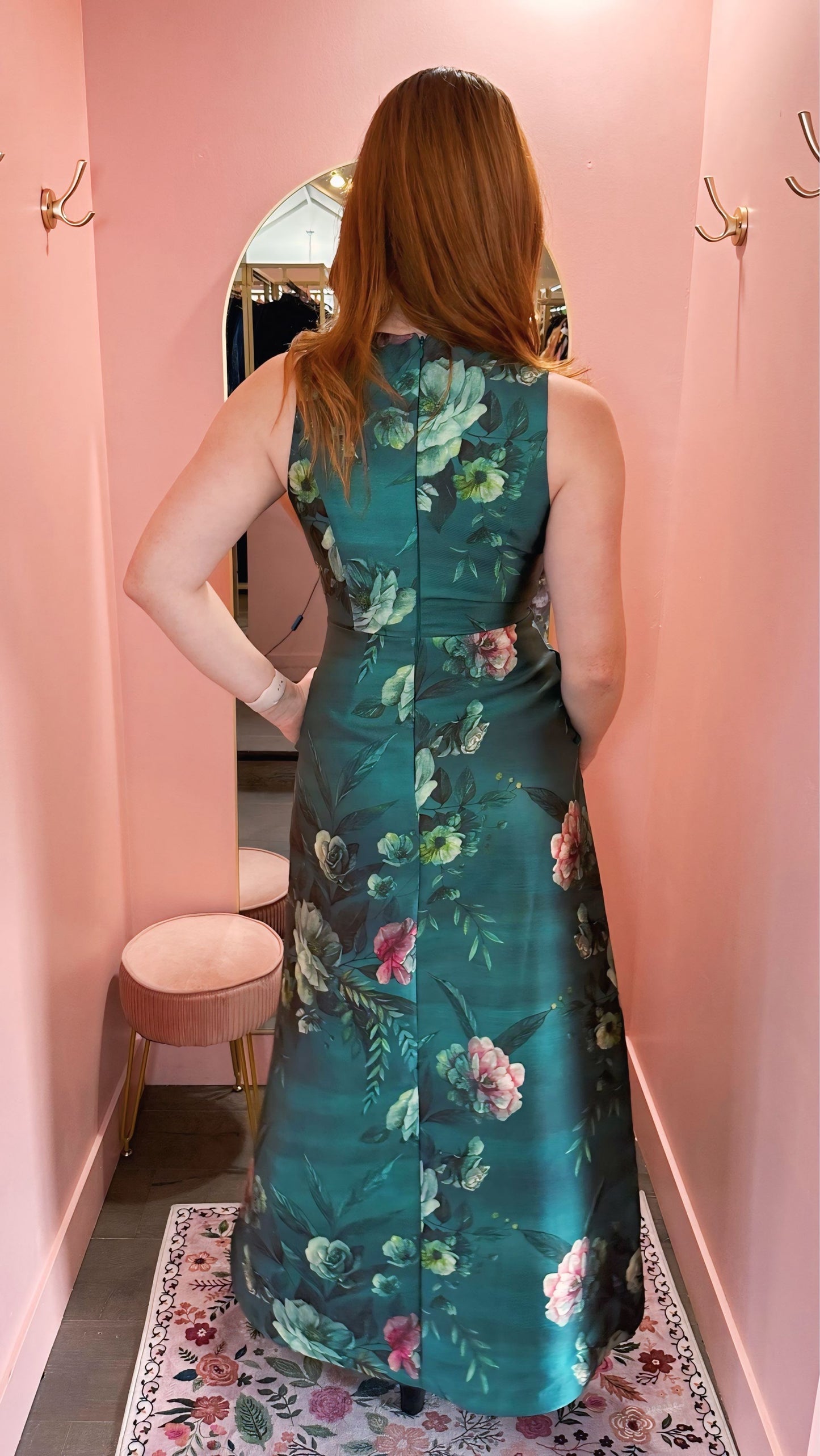 Kay Unger Green Floral Gown