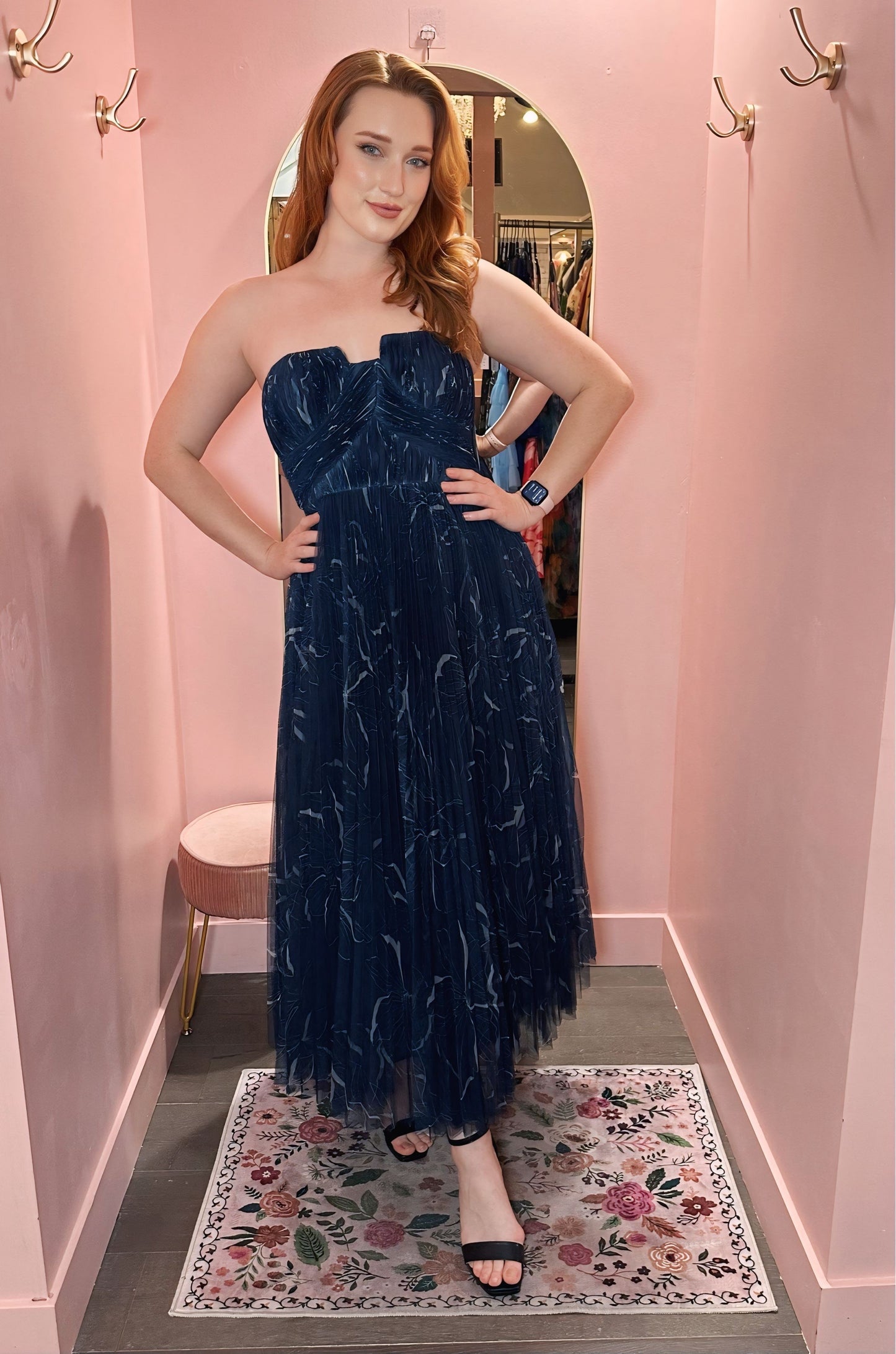 Hutch Blue Toule Layered Corset Dress
