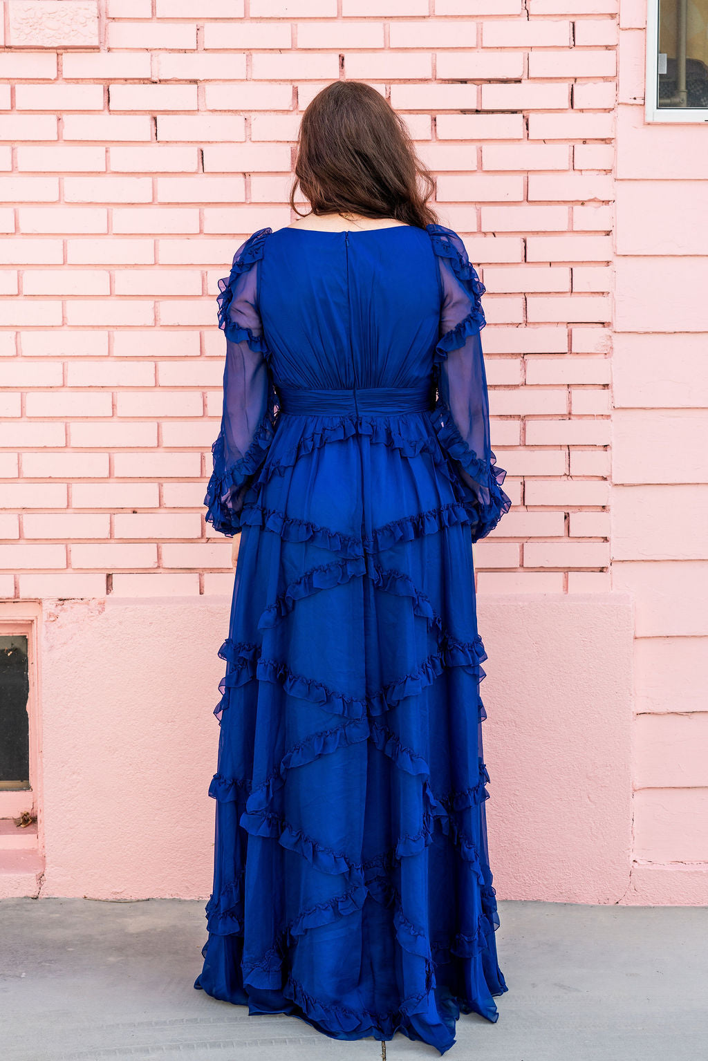 Mac Duggal Blue Ruffle Dress