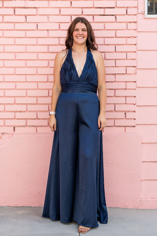 Mac Duggal Navy Jumpsuit