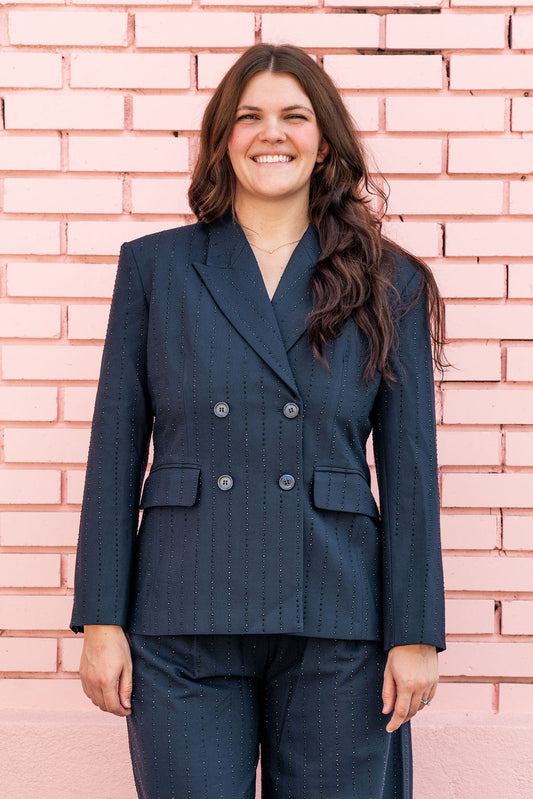 Mac Duggal Navy Blue Gem Blazer