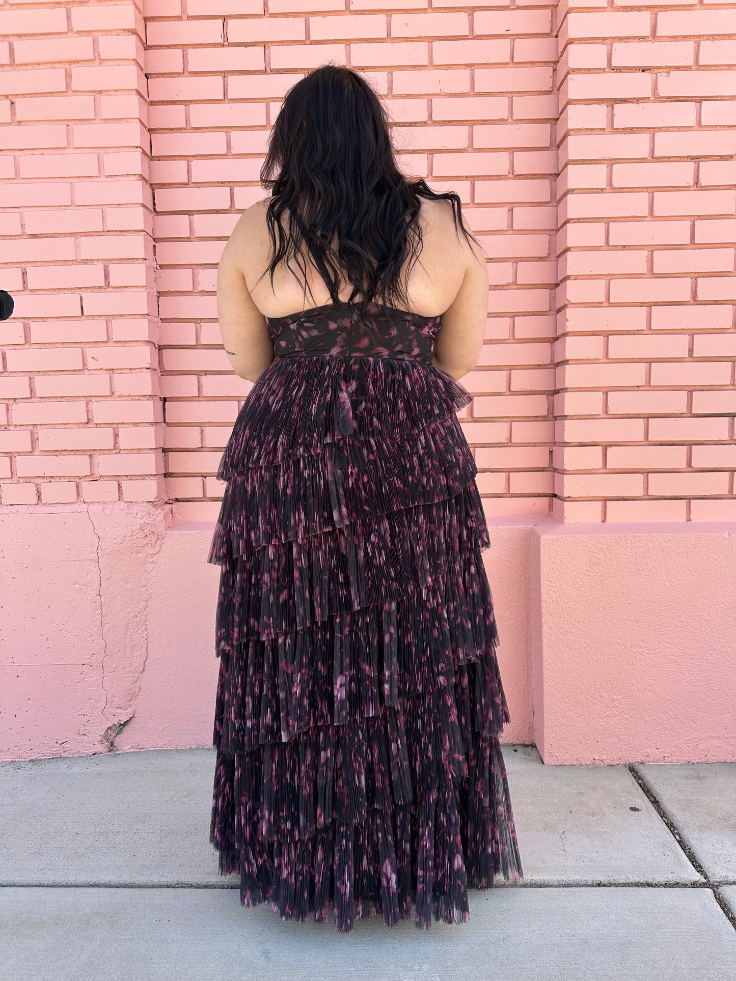 Hutch Black Pink Pattern Layered Dress