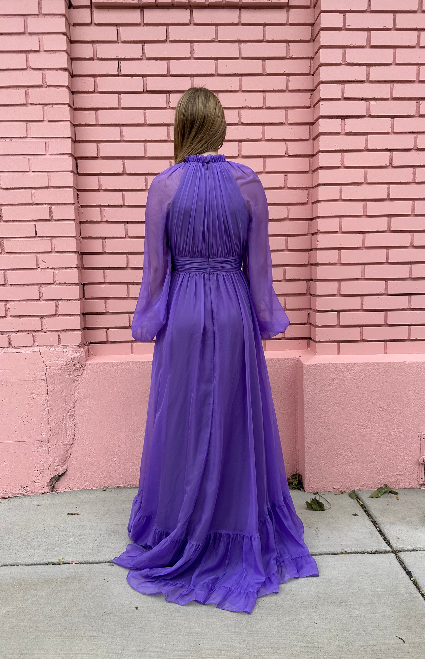 Mac Duggal Purple Chiffon Maxi Dress